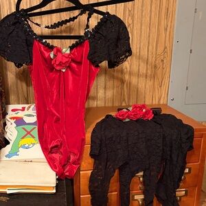 Elegant Kids Red and Black Dance Costume